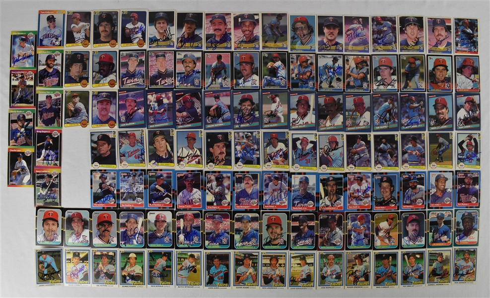 Minnesota Twins Collection of 114 Autographed 1981-89 Donruss Cards  