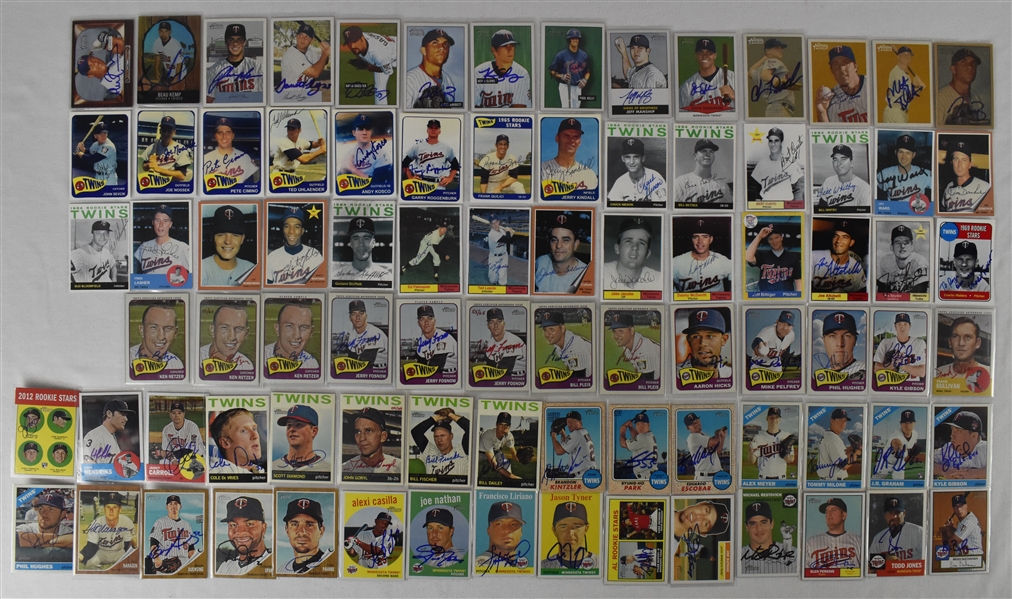 Minnesota Twins Collection of 85 Autographed Bowman & Topps Heritage Cards  