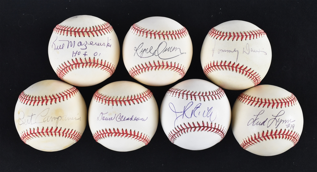 Collection of 7 Autographed Baseballs w/Tommy Davis