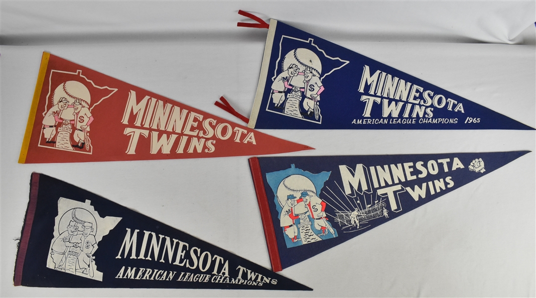 Vintage Lot of 4 Minnesota Twins Pennants