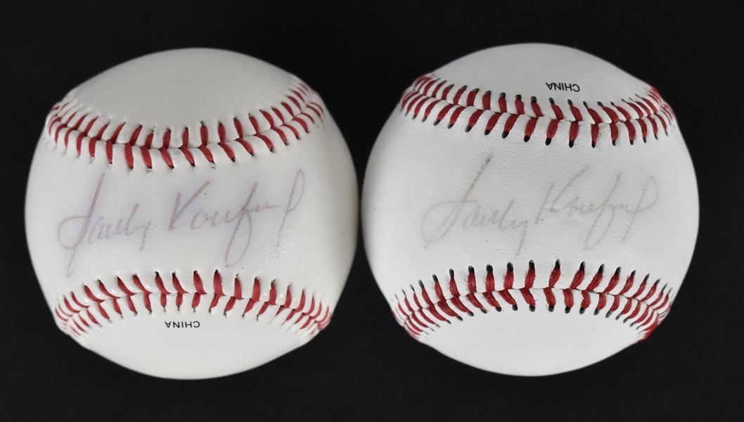 Sandy Koufax Lot of 2 Autographed Baseballs