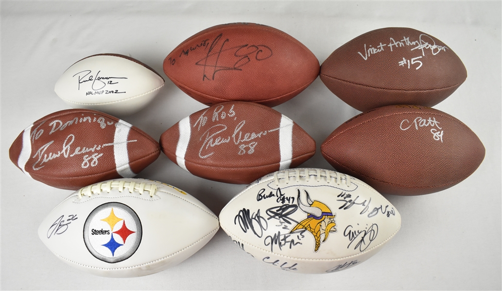 Collection of 8 Autographed Footballs