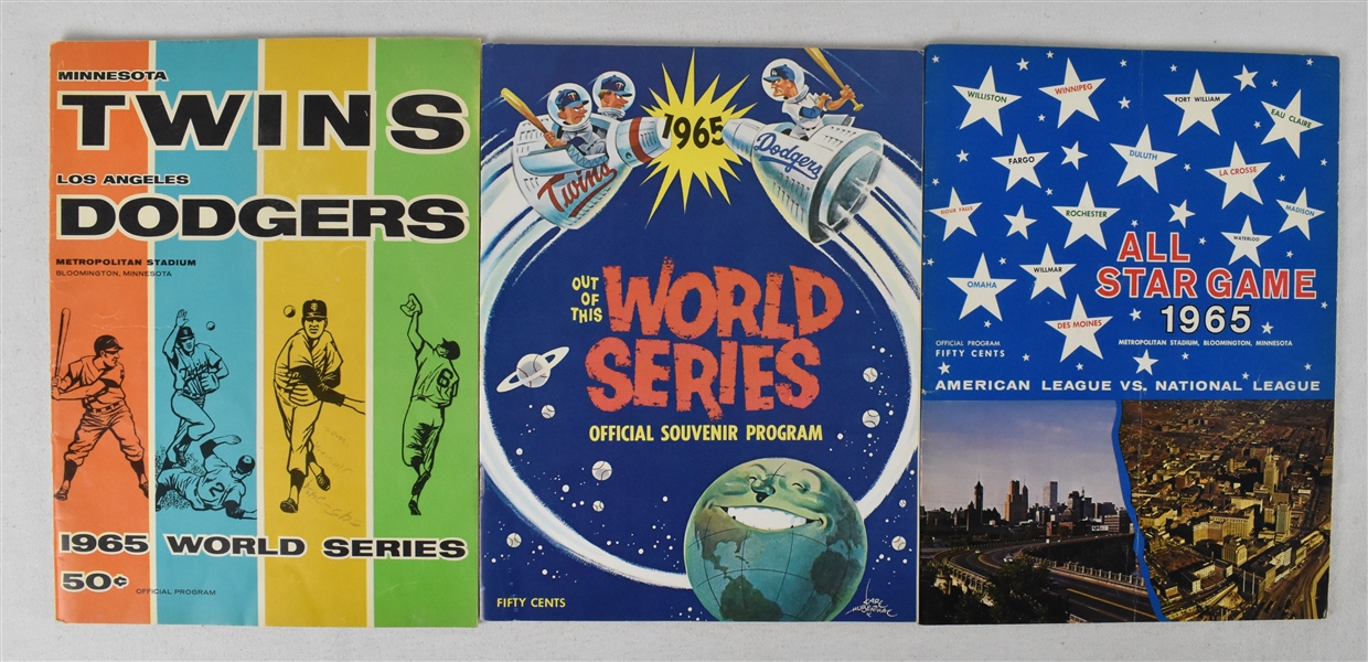 Vintage 1965 Lot of 3 World Series & All-Star Programs