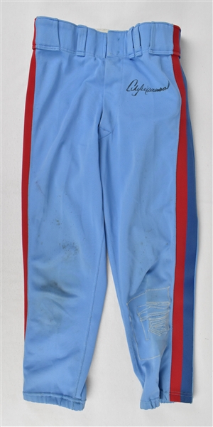 Andre Dawson 1981 Montreal Expos Game Used & Autographed Road Blue Pants w/Dave Miedema LOA