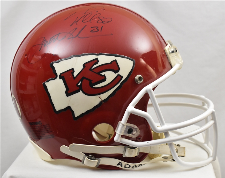 Priest Homes Trent Green & Dante Hall Autographed Kansas City Chiefs Full Size Authentic Helmet
