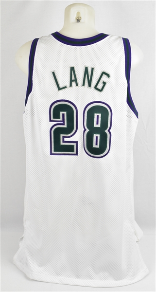 Andrew Lang 1996-97 Milwaukee Bucks Game Issued Jersey w/Dave Miedema LOA