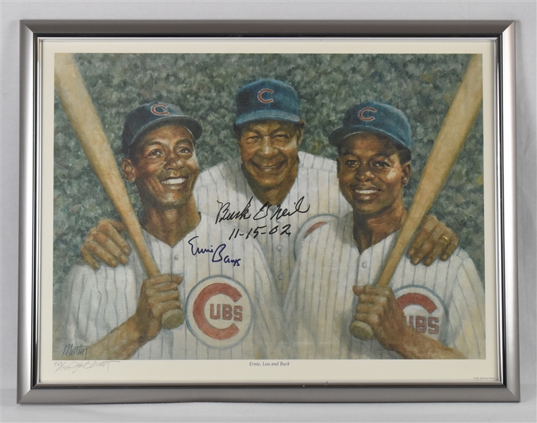 Ernie Banks & Buck ONeill Autographed Limited Edition Framed Litho #427/500 18x24