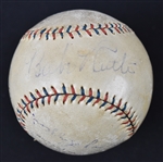 Babe Ruth & Lou Gehrig Autographed c. 1930s New York Yankees Baseball w/Lazzeri Combs & Pennock