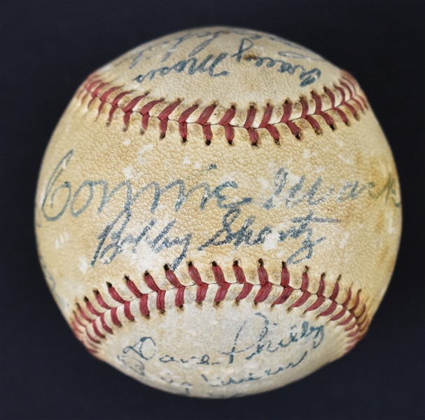 Philadelphia Athletics 1951 Team Signed Baseball From Bill Dickey Collection