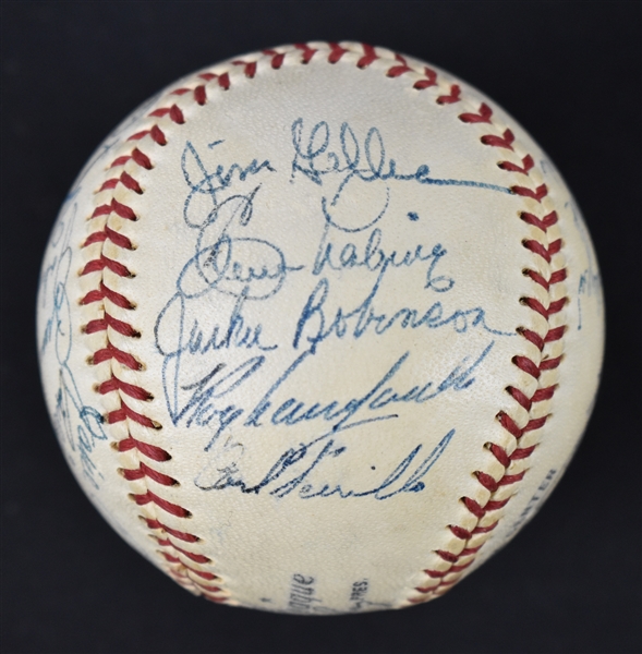 Brooklyn Dodgers 1954 Team Signed Baseball w/Jackie Robinson From Bill Dickey Collection