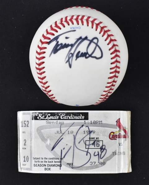 Torii Hunter Autographed Baseball & Ticket Stub