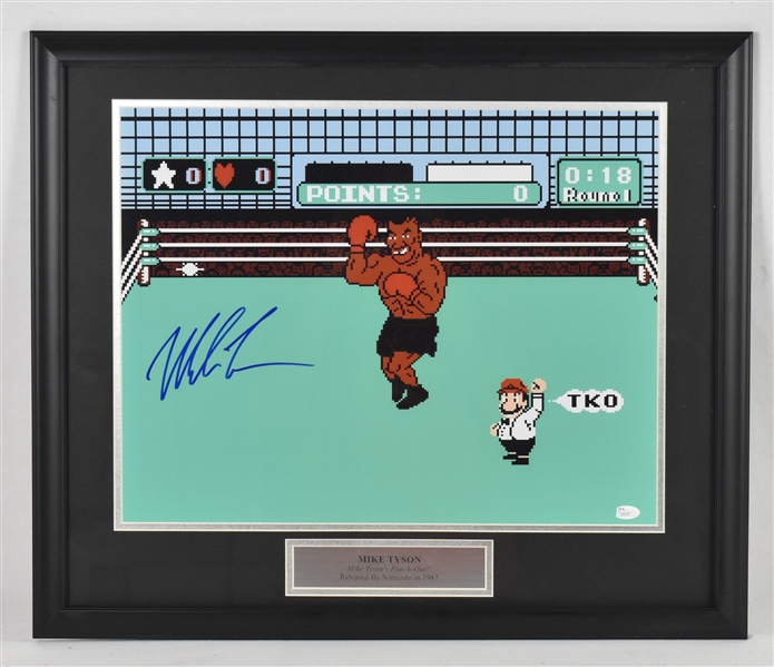Mike Tyson Autographed Punch Out 22x26 Framed Display