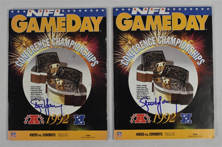 Steve Young Lot of 2 Autographed 1993 NFC Championship Game Programs