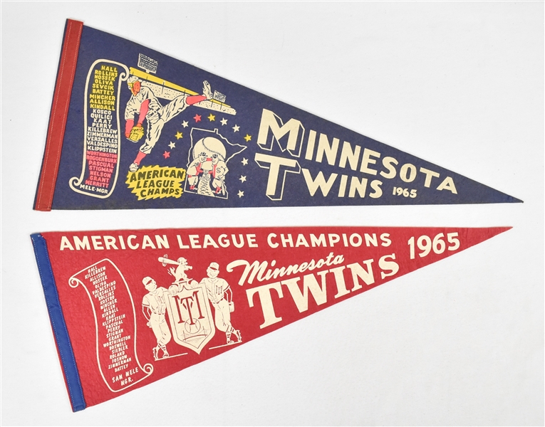 Lot of 2 Minnesota Twins 1965 Felt Pennants