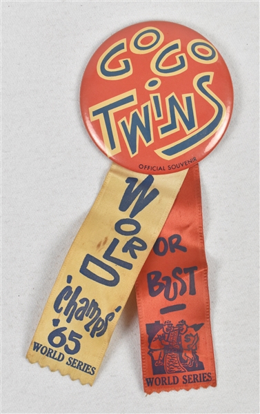 Minnesota Twins 1965 World Series Pinback Button w/Ribbons