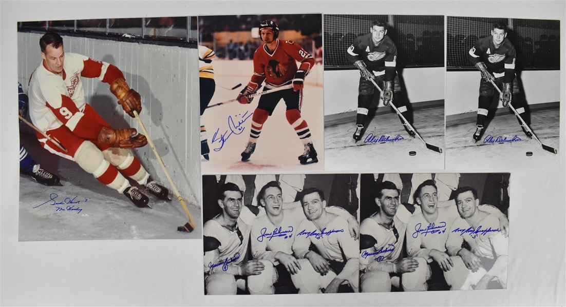 NHL Hockey Lot of 6 Autographed Photos w/Gordie Howe
