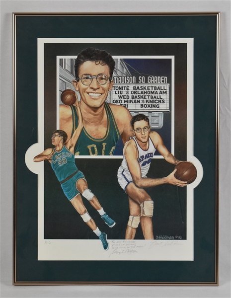 George Mikan Autographed & Inscribed Framed Lithograph