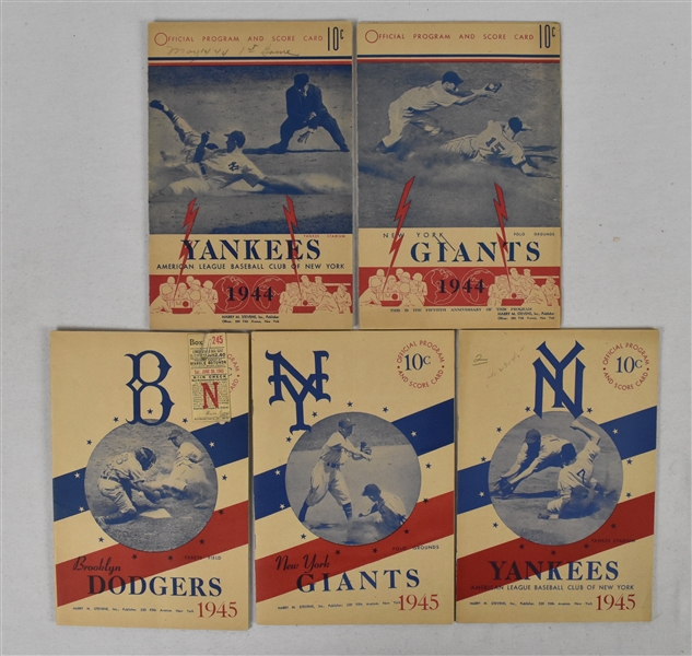 Vintage 1940s Yankees Giants & Dodgers Programs