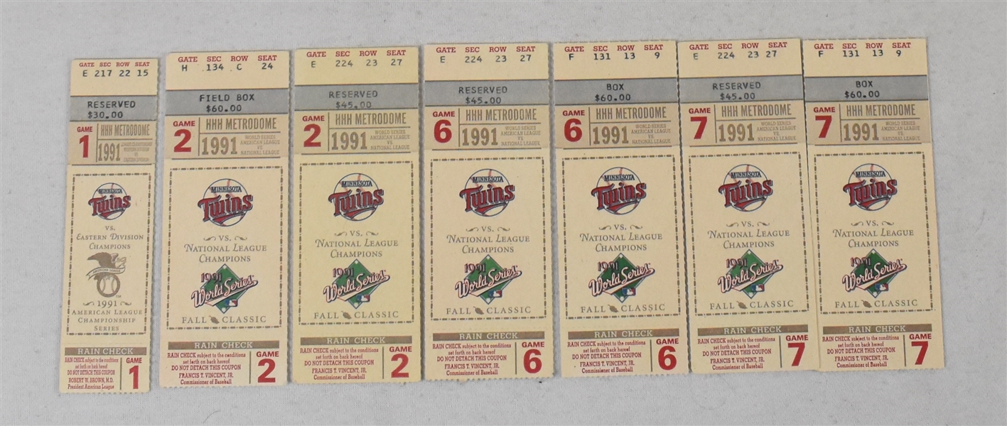 Minnesota Twins 1991 World Series Tickets