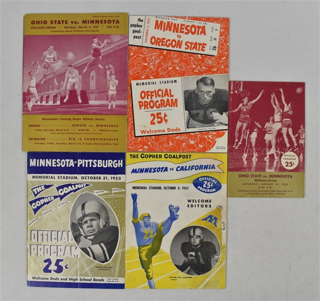 Minnesota Gophers Vintage Football & Basketball Programs