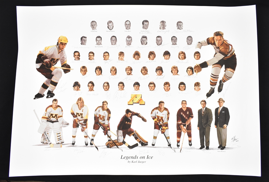 University of Minnesota Gophers Autographed Lithograph w/Herb Brooks 
