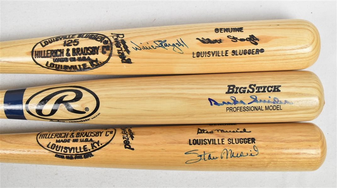 Stan Musial Duke Snider & Willie Stargell Autographed Bats
