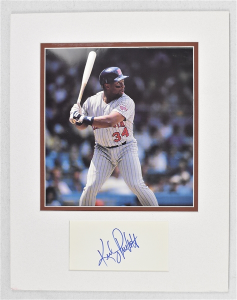 Kirby Puckett Autographed 3x5 Cut Signature Matted With Photo