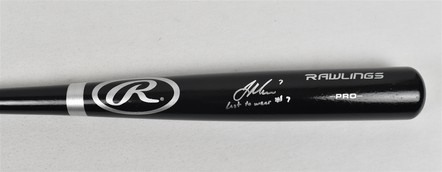 Joe Mauer Autographed & Inscribed Black Bat
