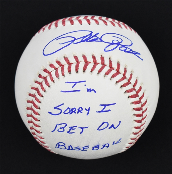 Pete Rose "Im Sorry I Bet On Baseball" Autographed & Inscribed Baseball