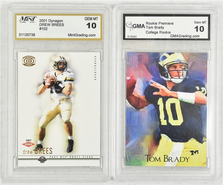 Tom Brady & Drew Brees Rookie Football Cards