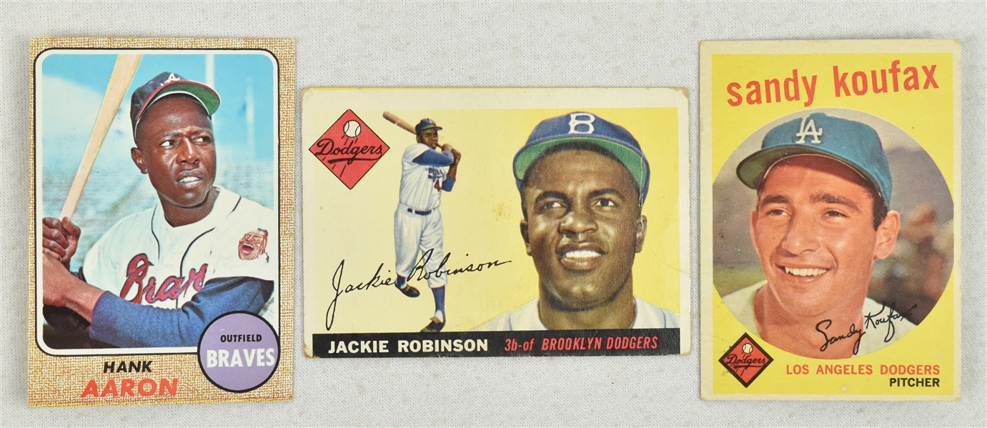 Hank Aaron Sandy Koufax & Jackie Robinson Baseball Cards