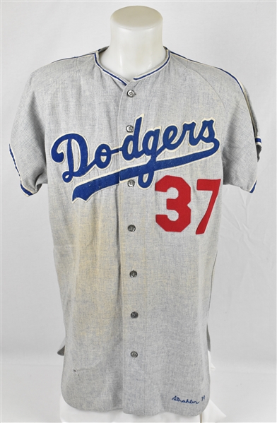 Mike Strahler 1971 Los Angeles Dodgers Game Used Flannel Jersey *RARE One Year Road Style* w/Dave Miedema LOA