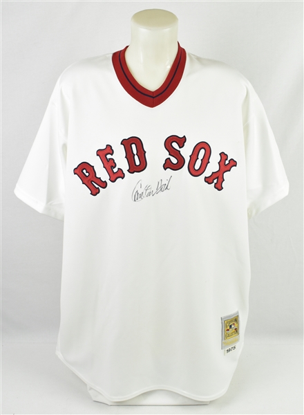 Carlton Fisk Autographed 1975 Boston Red Sox Mitchell & Ness Jersey