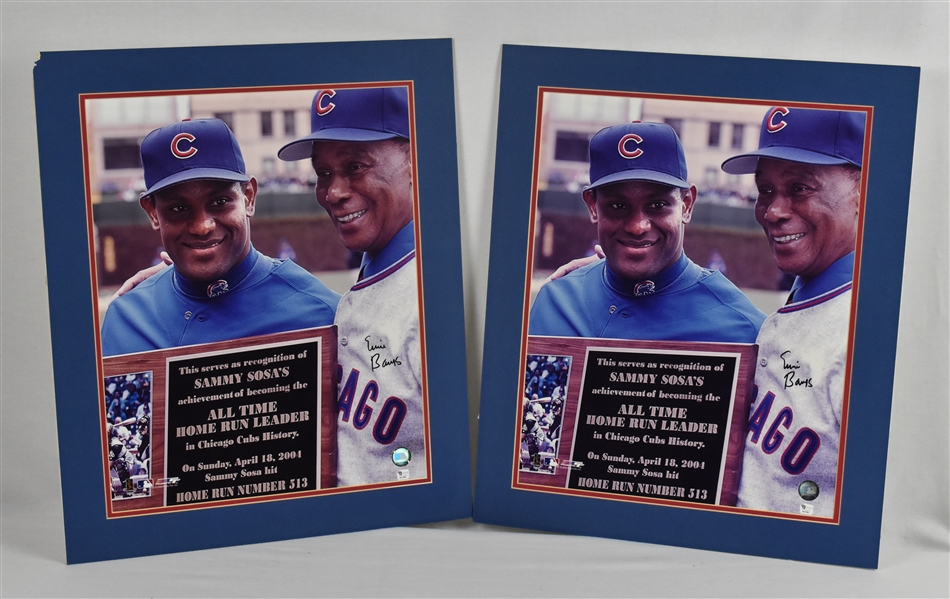 Ernie Banks Lot of 2 Autographed 16x20 Matted Photos
