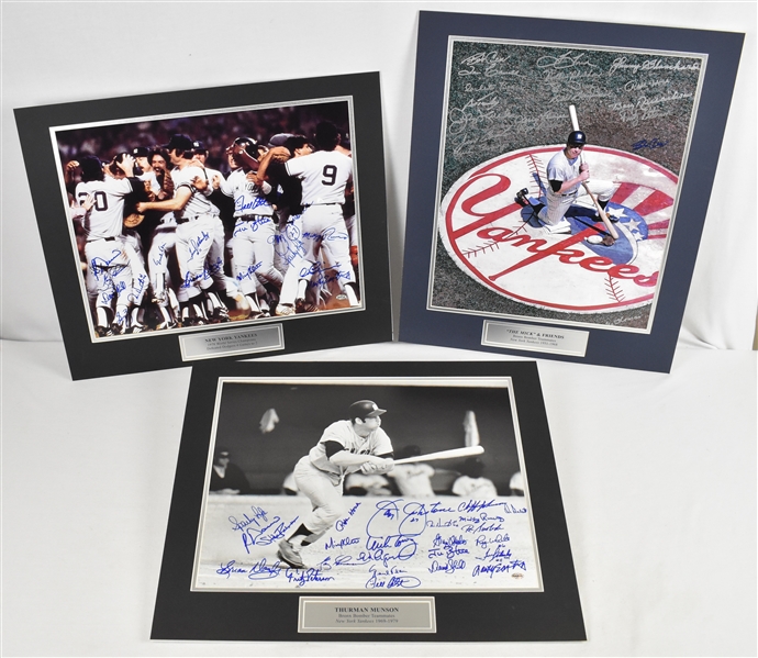 New York Yankees Lot of 3 Autographed Matted 16x20 Photos