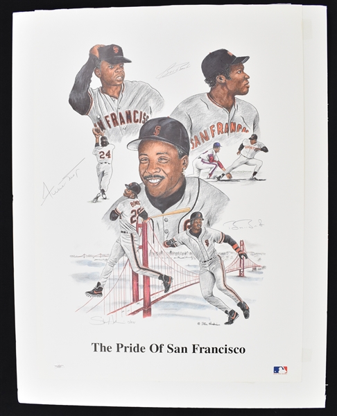 Pride of San Francisco Lot of 2 Lithographs Signed by Barry Bonds, Bobby Bonds & Willie Mays
