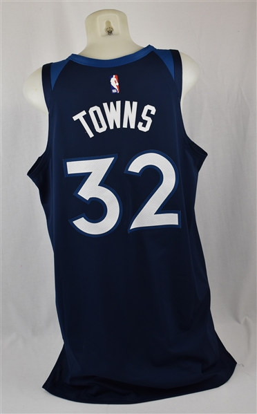 Karl-Anthony Towns 2018 Minnesota Timberwolves Game Used Jersey Worn Oct. 17th 2018 w/Meigray LOA
