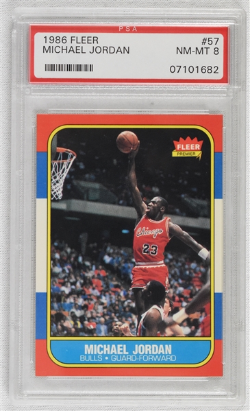 Michael Jordan 1986 Fleer Rookie Basketball Card #57 PSA 8 NM-MT