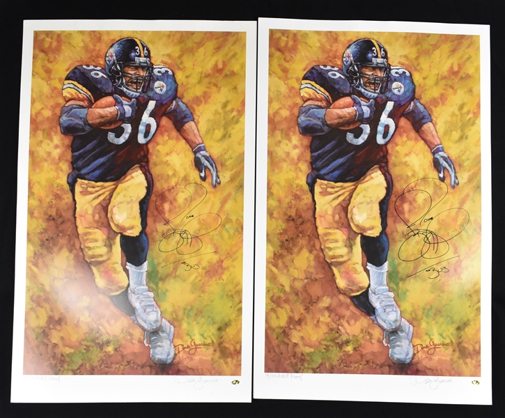 Jerome Bettis Autographed Lot of 2 Limited Edition Artist Proof Lithographs