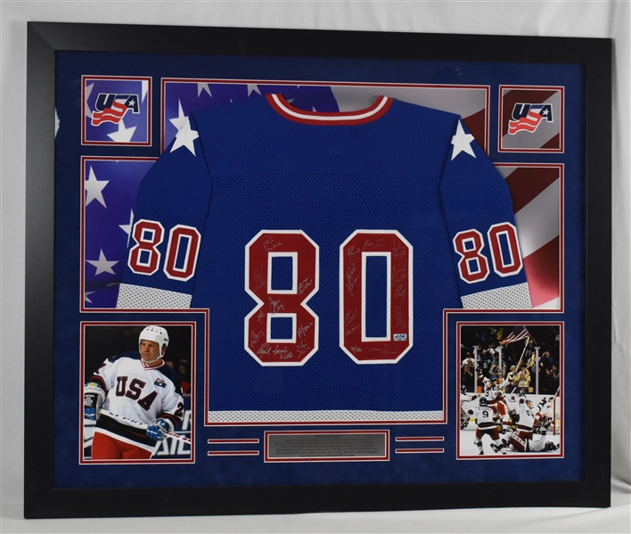 Team USA 1980 Olympic Gold Medal Team Signed Limited Edition Framed Jersey
