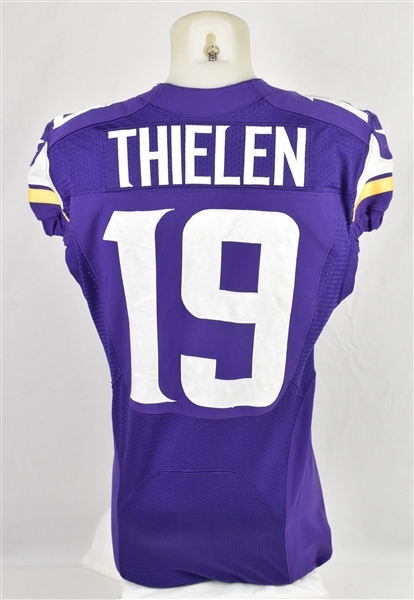 Adam Thielen 2014-2016 Minnesota Vikings Game Used Jersey *Photomatched to Being Used by Thielen in 8 Different Games Including Playoffs*