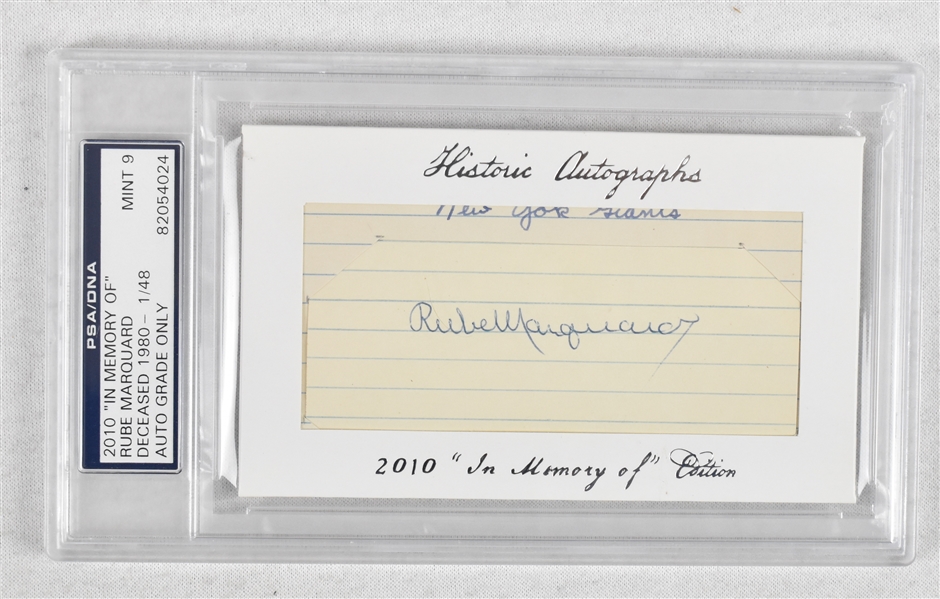 Rube Marquard Signed Historic Autographs Card PSA/DNA