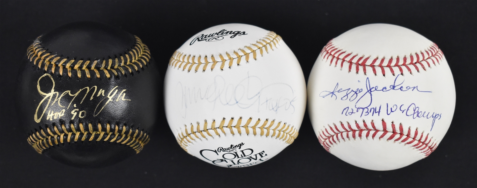 Reggie Jackson Ryne Sandberg & Joe Morgan Autographed Baseballs PSA/DNA