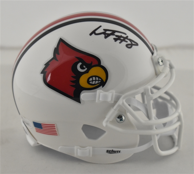 Lamar Jackson Autographed Louisville Cardinals Mini Helmet JSA