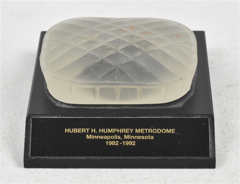 Metrodome Dome Glass Paperweight Display