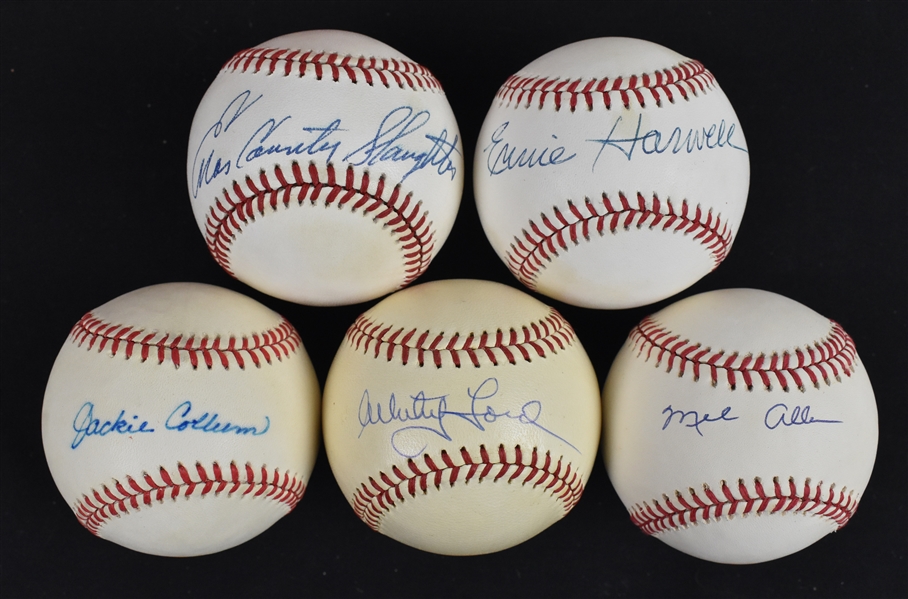 Lot of 5 Autographed Baseballs w/Whitey Ford