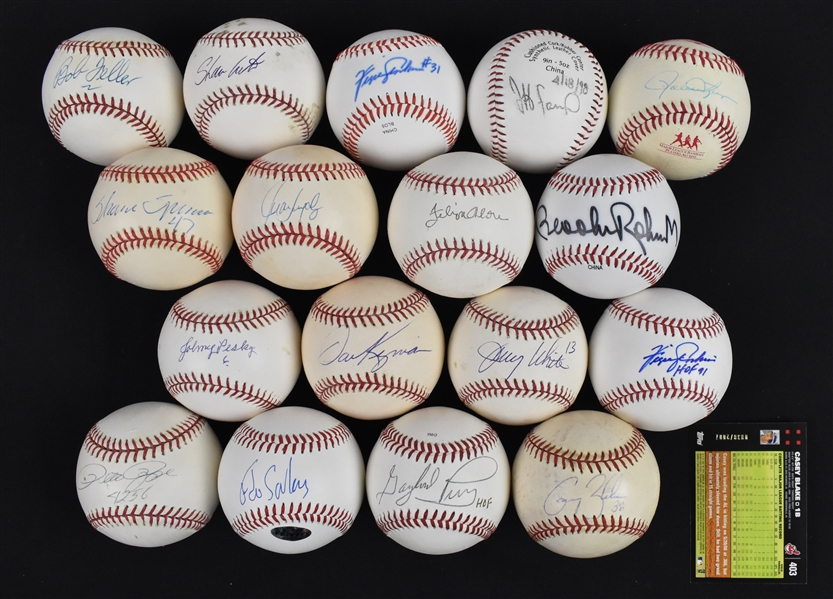 Lot of 17 Autographed Baseballs w/Pete Rose Bob Feller & Fergie Jenkins
