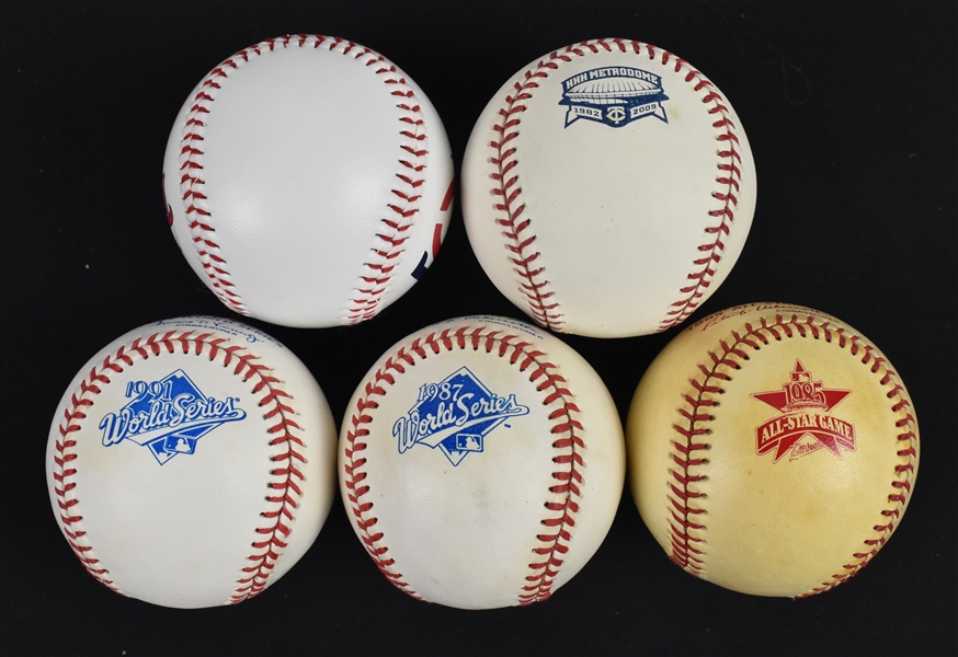 Lot of 5 Baseballs w/1987 & 1991 World Series