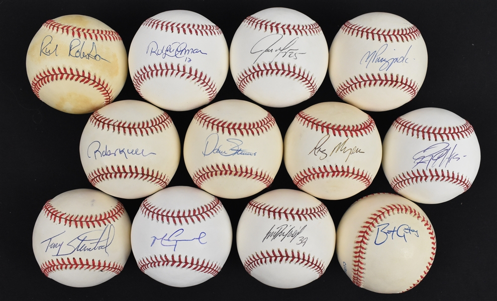 Lot of 12 Autographed Baseballs w/Roberto Alomar & Terry Steinbach
