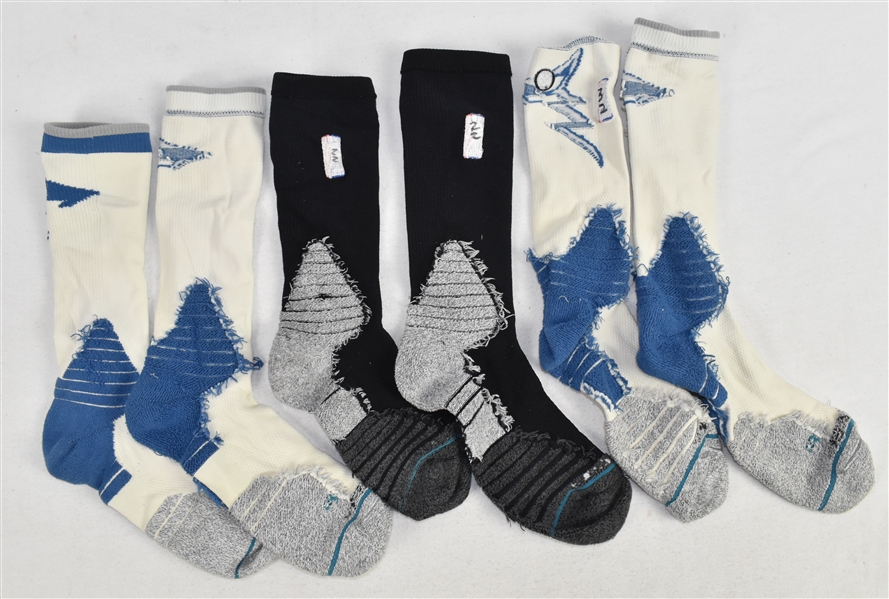 Minnesota Timberwolves Lot of 3 Pairs of Game Used Socks w/Karl-Anthony Towns & Andrew Wiggins